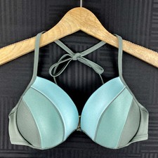 Shade  Shore Women 36C Green Halter Light Lift Swimsuit Bikini Top