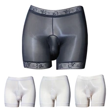 Men's Panties See Through Underwear Mesh Boxer Briefs Sheath Bottoms Club Sheer