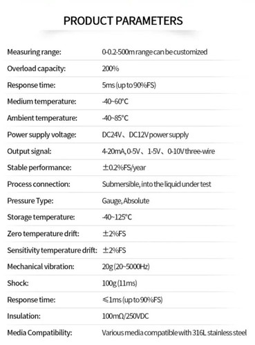 Submersible Pressure Transmitters Sensor Hydrostatic Transducer 4-20mA 0-10V - Picture 3 of 12