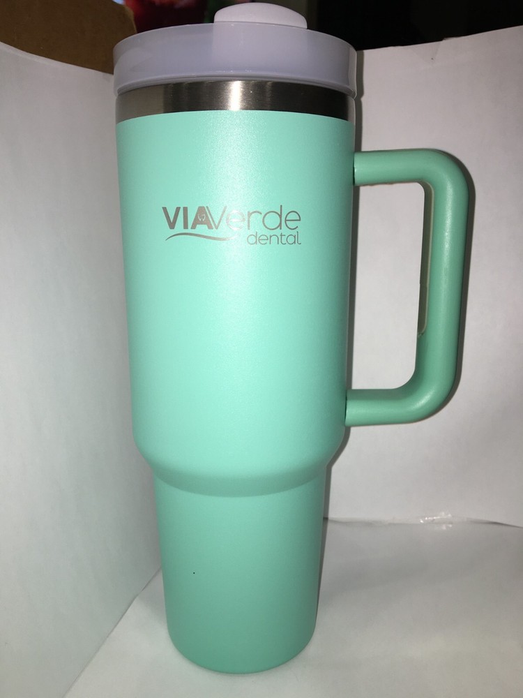 40oz Teal Green Blue Tumbler with Reusable Straw and Double Wall Insulation