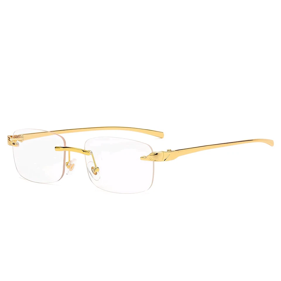 Brille ohne Stärke Randlos Rechteckig Unisex Rahmenlos Damen Herren Brille - Bild 2 von 3