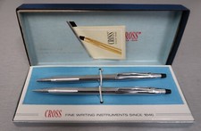 Cross Century Chrome Ballpoint Pen  Pencil Set Knurled Grip New In Box Dots