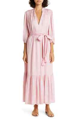 $398 MILLE Ada Tassel Belted Dress | Pink Jacquard | XS