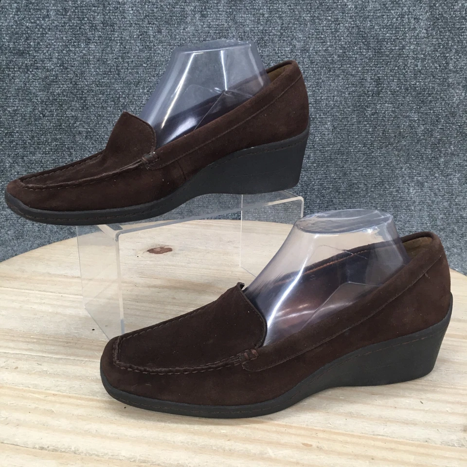 Zapatos de tacón Anne Klein para mujer 10 M Laise iFlex mocasines de cuña marrón sin cordones Foto 2 de 4