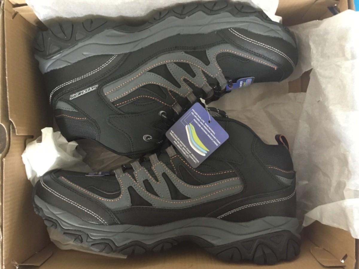 Skechers Men After Burn Geardo Hiking Boots Shoes Charcoal 