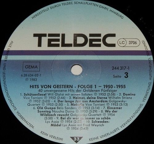Various - Hits Von Gestern - Folge 1 - 1950-1955 (2xLP, Comp, Mono, RP) (Very G - Picture 3 of 3