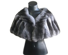 WOMEN'S NEW GENUINE CHINCHILLA FUR WRAP STOLE CAPE Wedding
