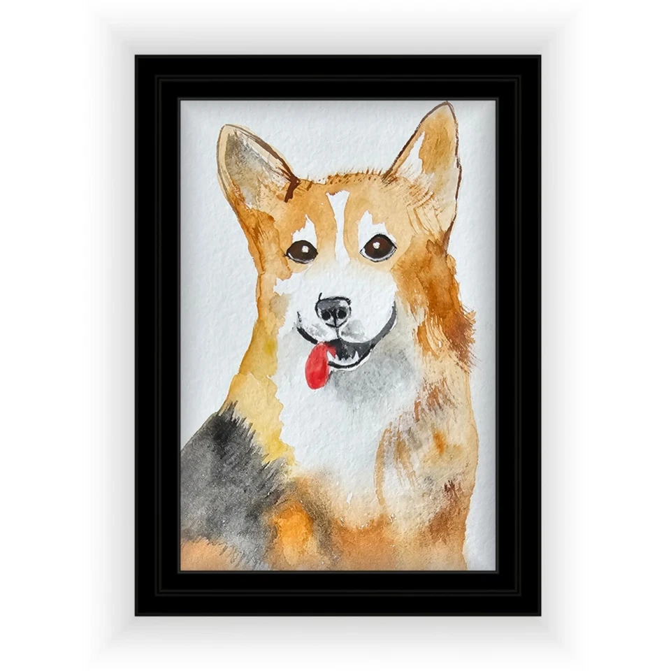 Pintura Acuarela Corgi Perro Mascota Retrato Hecho a Mano para Dueños de Perros Idea de Regalo Mascota Foto 4 de 4
