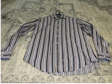 Thomas Dean Button Up Shirt Mens Sz Large Long Sleeve Striped Multi