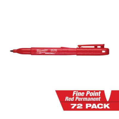 Jobsite Permanent Marker Red 72-Pack Fine-Point W/ Hard Hat Clip Construction