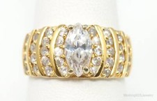 Cubic Zirconia Gold Vermeil Sterling Silver Ring - Size 8