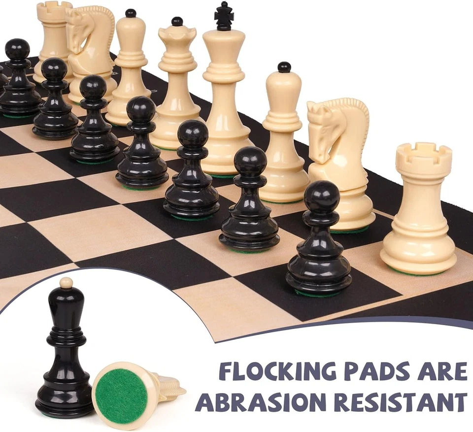 20'' Tournament Chess Set for Adults and Kids Foldable Silicone Chess Board Game - image 2 of 4