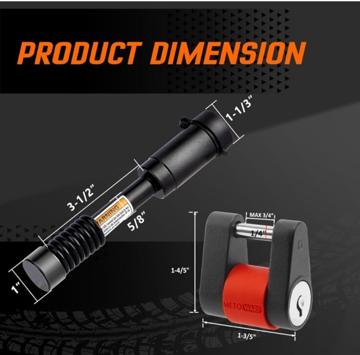 Trailer Hitch & Coupler Lock Set  5/8" x 3 1/2” & 1/4" x 3/4"  Fits Class 3 & 4