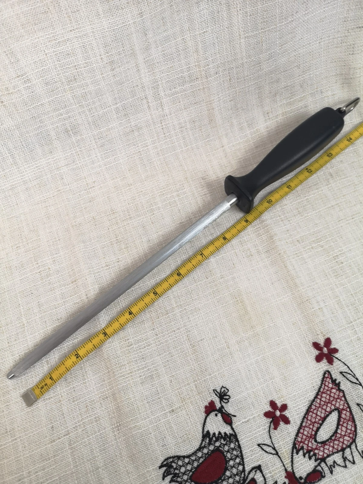 Wusthof Dreizack Germany Hartverchromt Knife Sharpener Honing Steel 9" Rod Black