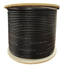 Cat7 Plenum Pure Copper 850Mhz 1000ft SFTP Bulk Ethernet Cable Black