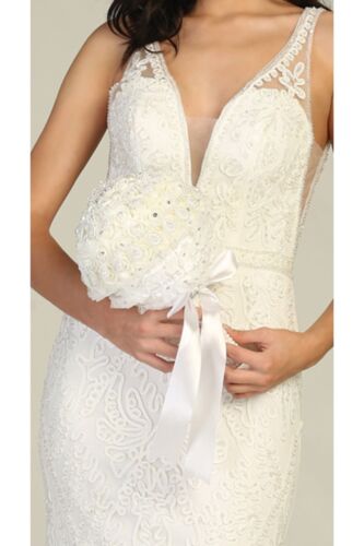 Womens Dresses For Wedding Bridal Long V-Neck Sleeveless Mermaid Plus Size - Picture 2 of 8