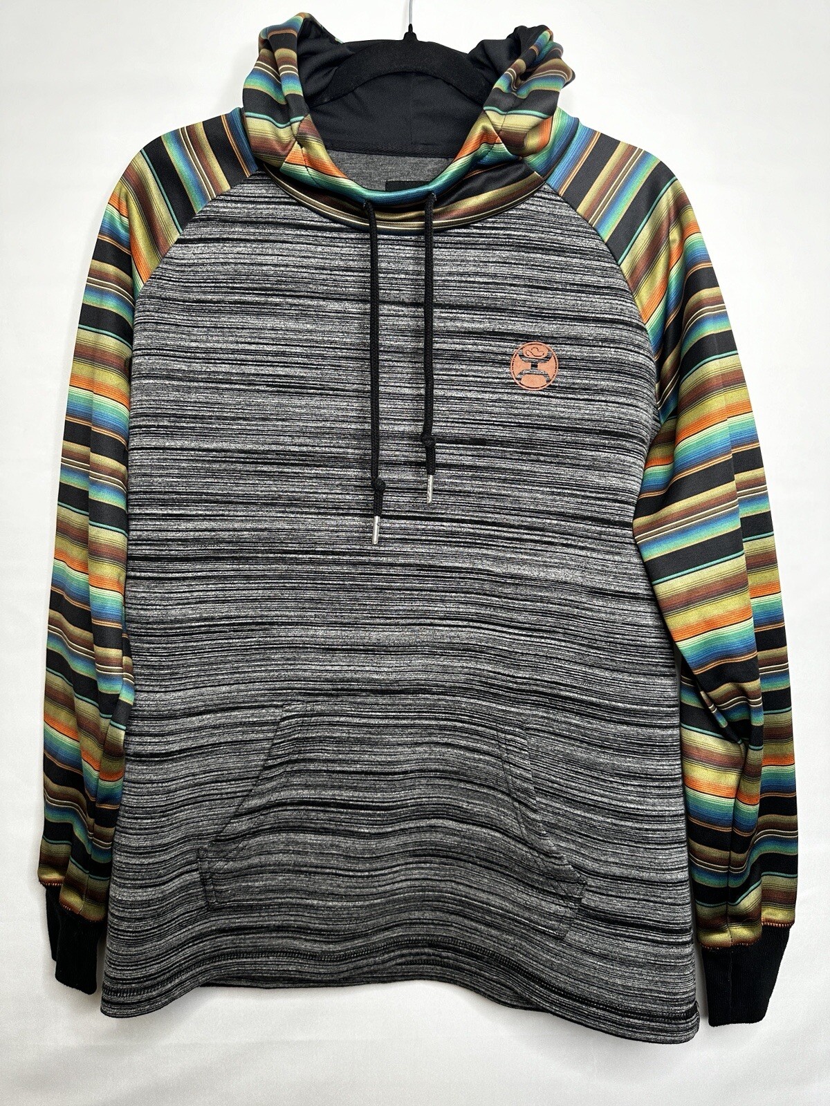 Hooey Palla Heather Black Striped Sweatshirt Hoodie Women’s Size Large