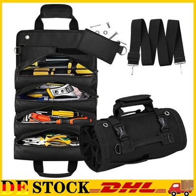 Aufrollbare Werkzeugrolle, Werkzeugtasche 4 Taschen Werkzeug Rolltasche 50X33cm
