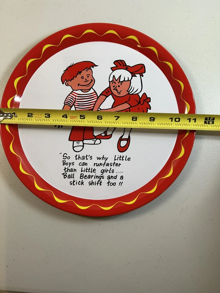 Bandeja para servir vintage de metal rojo novedad humor niño niña así que por eso los niños pequeños” Foto 2 de 4
