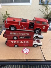 VINTAGE BUDDY L TEXACO FIRE TRUCK & 2 Wen Mac Tanker Lot Sale 4 Restoration Used