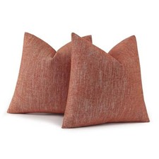 Fall Chenille Decorative Throw Pillow Covers 18x18 18" x 18" Pack of 2 Rust