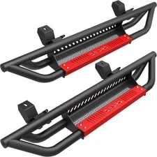 6" Running Boards for 2018- 2026 Jeep Wrangler JL 2 Door Drop Step Nerf Bars Red