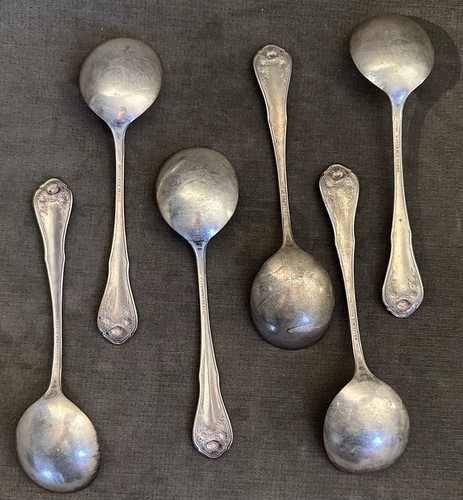 1911 BRIDAL ROSE RELIANCE assiette ONEIDA cuillères à soupe rondes bouillon 6 pièces - Photo 8/10