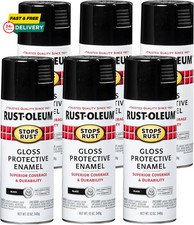 Rust-Oleum 7779830-6PK Stops Rust Spray Paint, 12 Oz, Gloss Black, 6 Pack