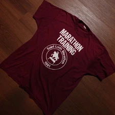 Vintage 1991 Saint Louis Marathon Training Shirt XL Screen Stars Maroon