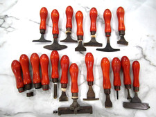 Brass Bookbinding Finishing Tool-Hand Stamps. 16 total " DISSTON CO. HANDLES. "