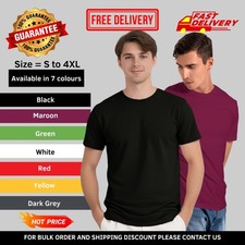 Heavy cotton t-shirt men crew neck plain blank short sleeves pack of 1 S-4XL
