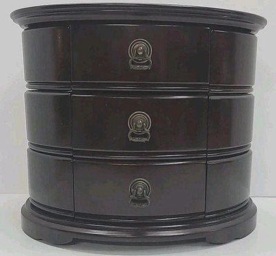 Bombay Jewelry Box Curved Footed Mahogany Swing Drawers Mirror Rounded Vintage