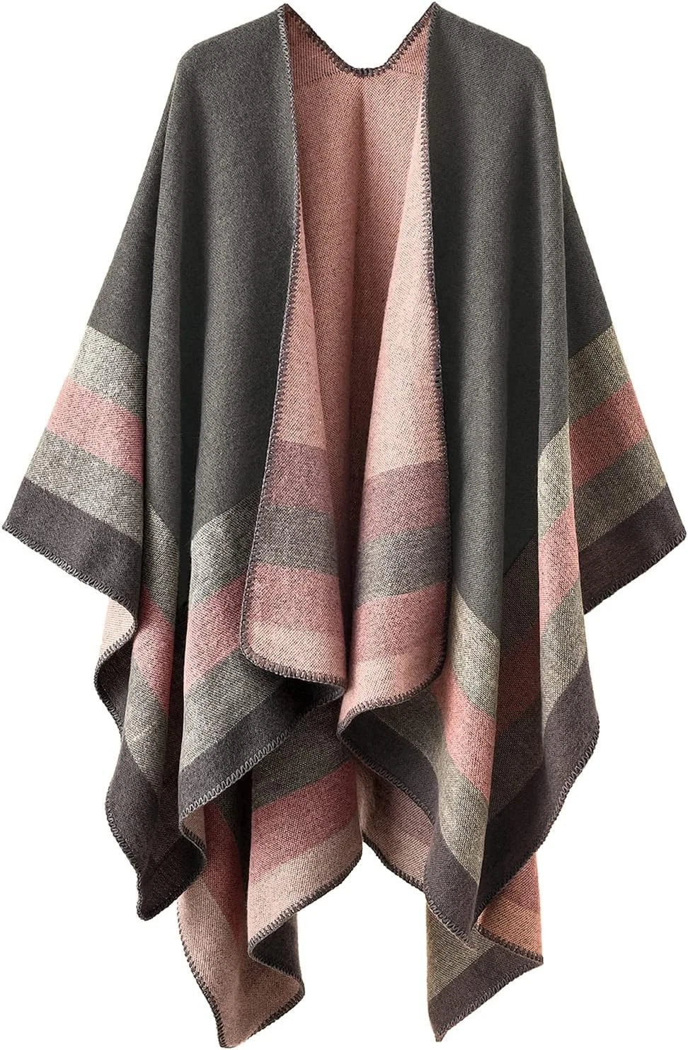 Elegant Knitted Cape Open Front Poncho Scarf Blanket Cardigan Women For Winter