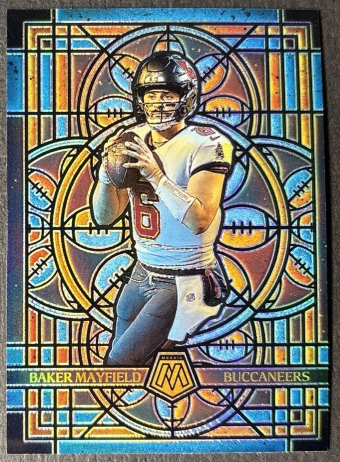 2025 Mosaic Baker Mayfield Stained Glass #24 SSP Case Hit Tampa Bay Buccaneers