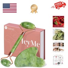 IcyMe Gua Sha Jade Roller Facial Tools Face Roller and Gua Sha Set for Puff...