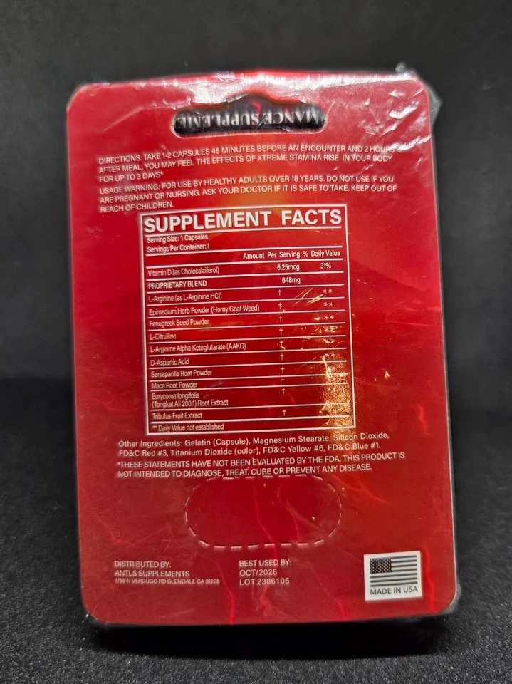 Suplemento de apoyo potenciador masculino, Xtreme Rise, SUPLEMENTOS DE HORMIGAS. Foto 3 de 3