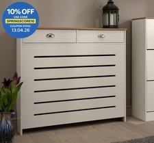 Cream Radiator Cover Cabinet Traditional Modern MDF Wood Horizontal Shelf Medium