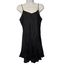 Anna Sui Black Acetate Slip Dress Womens Lingerie Nightgown Chemise Size 6