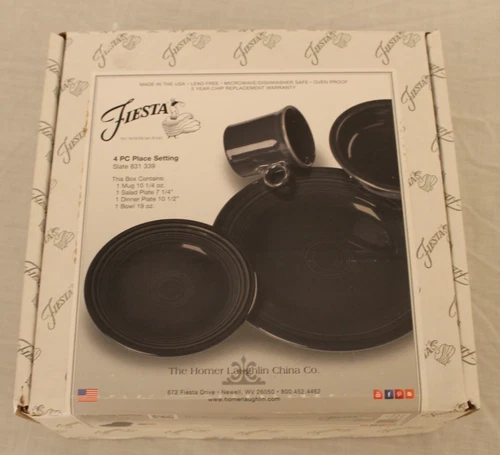 Homer Laughlin China Co. - Slate Fiestaware in Box 831 339 - 4-Pc Place Setting