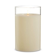 Ivory Pillar in Clear Glass Hurricane 6 x 10"