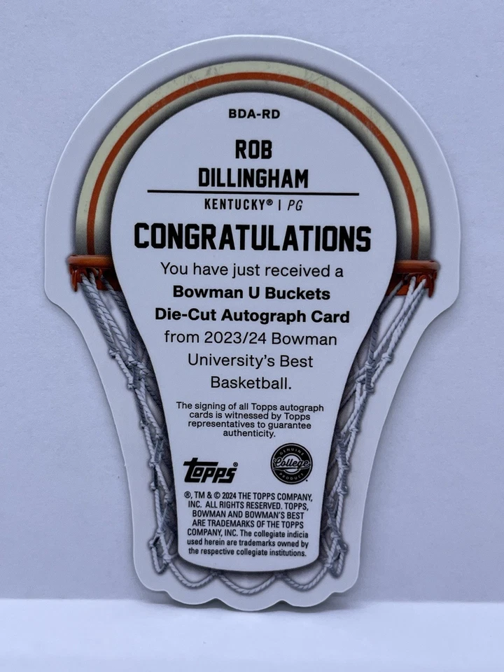 2023-24 Bowman Best U Rob Dillingham U Buckets Die Cut Auto Geometric Gold #/50 - Image 2 of 2