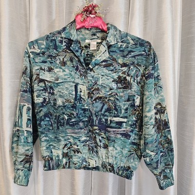 Natalie & Me Silk Vintage Petite Tropical Long Sleeve Blouse/jacket 