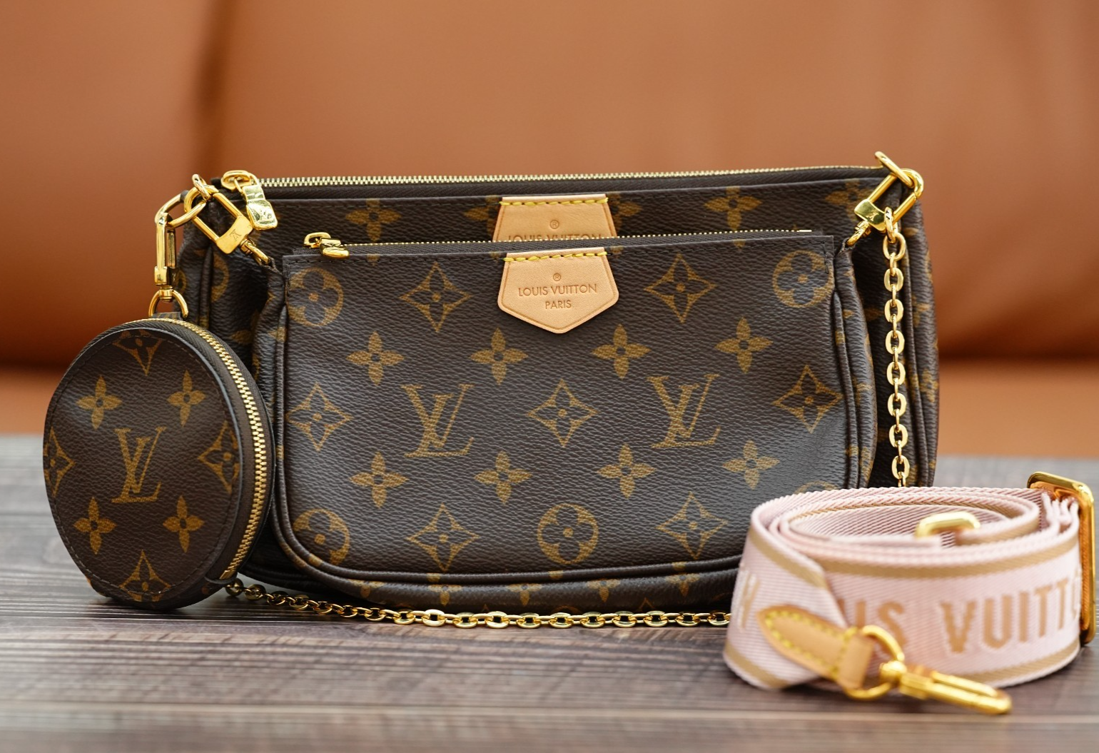 Louis Vuitton Multi Pochette Accessoires Shoulder Bag Canvas Brown Women M44813