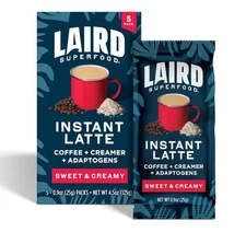 Laird Superfood Sweet and Creamy Instant Latte with Adaptogens, 5 5pk Sachets 
