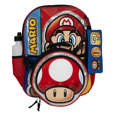 Super Mario Bros 5 Piece Backpack Insulated Lunch Box and More NWT