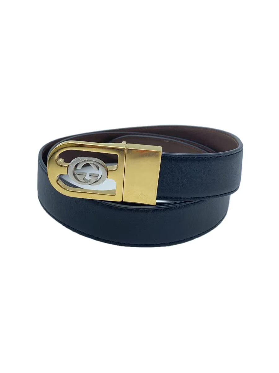 GUCCI Interlocking G Buckle Black Leather Belt for Women 547734