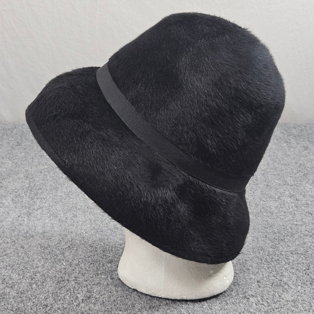 Vintage Borsalino Fedora Hat Black Fur Felt Wide Brim Ribbon  display picture 3
