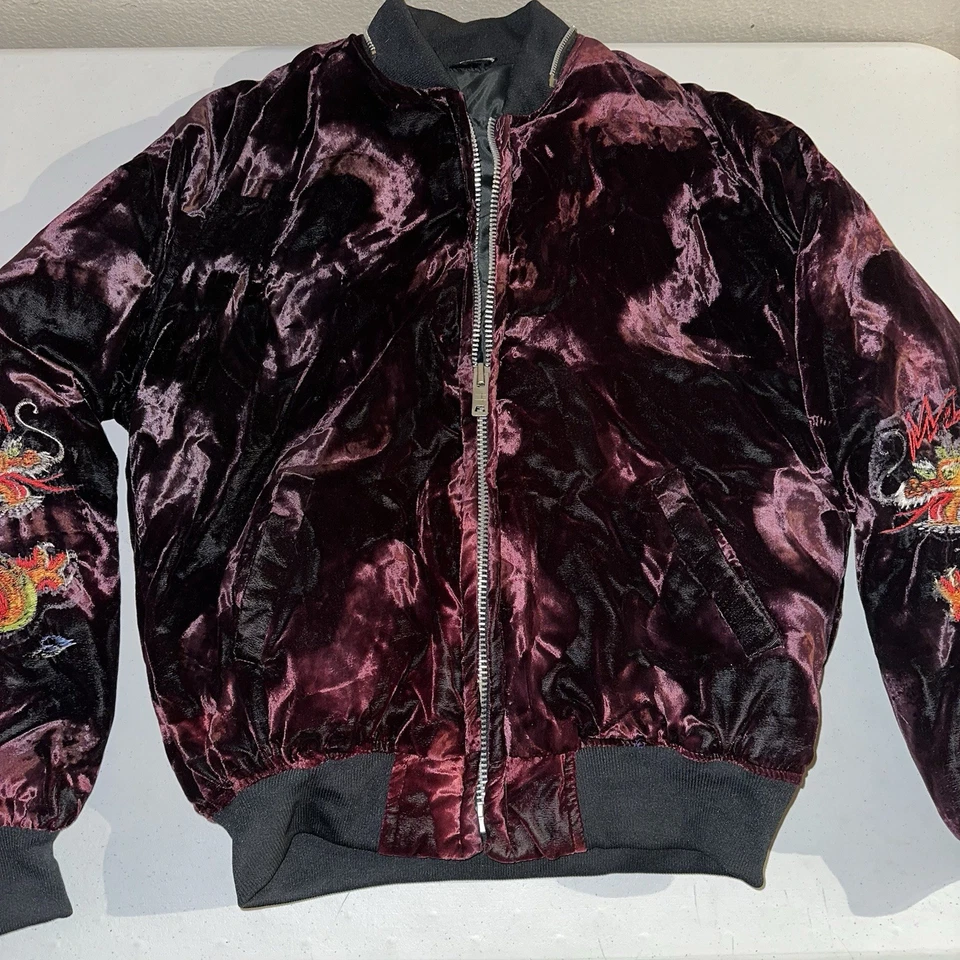 Vintage Far East Tour Okinawa Japan Velvet Insulated Bomber Souvenir Jacket Sz L - Image 3 of 4