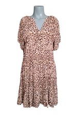 Iris Maxi Leopard Print Baby Doll Dress Size 8 Short Sleeve Oversize Relaxed Fit
