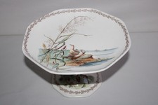 Ancien compotier haut en faïence anglaise Brown Westhead and Moore, oiseaux